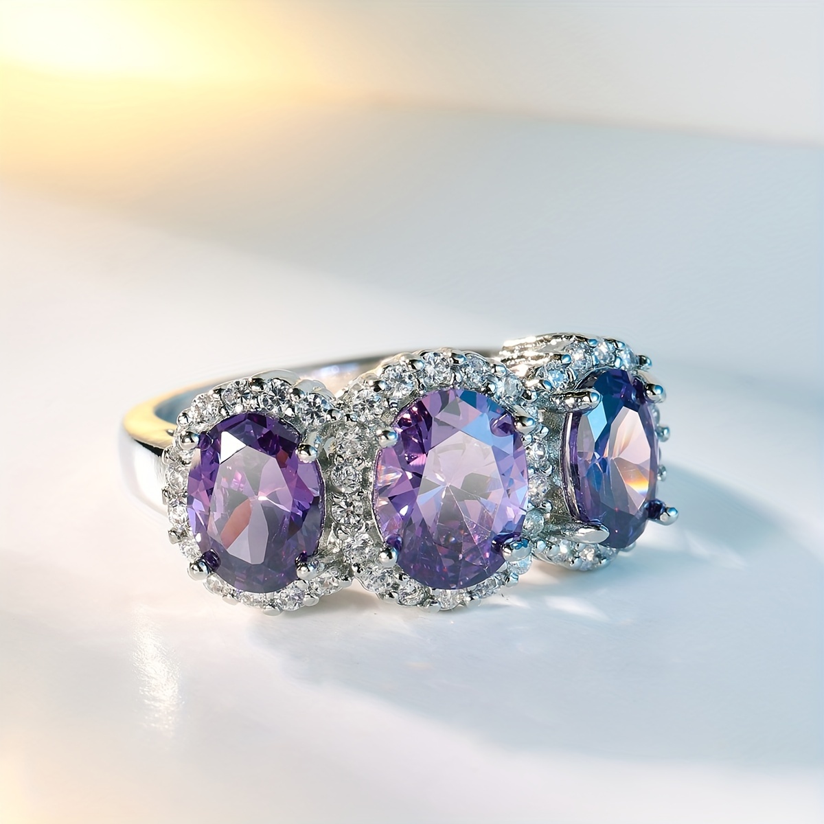 Light Purple Zirconia Proposal Ring